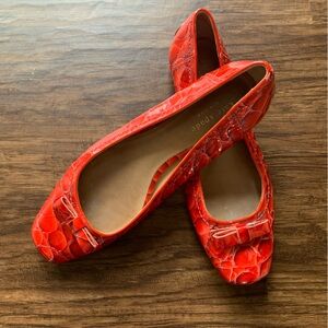 Kate Spade Red Croc-Embossed patent leather ballet Flats